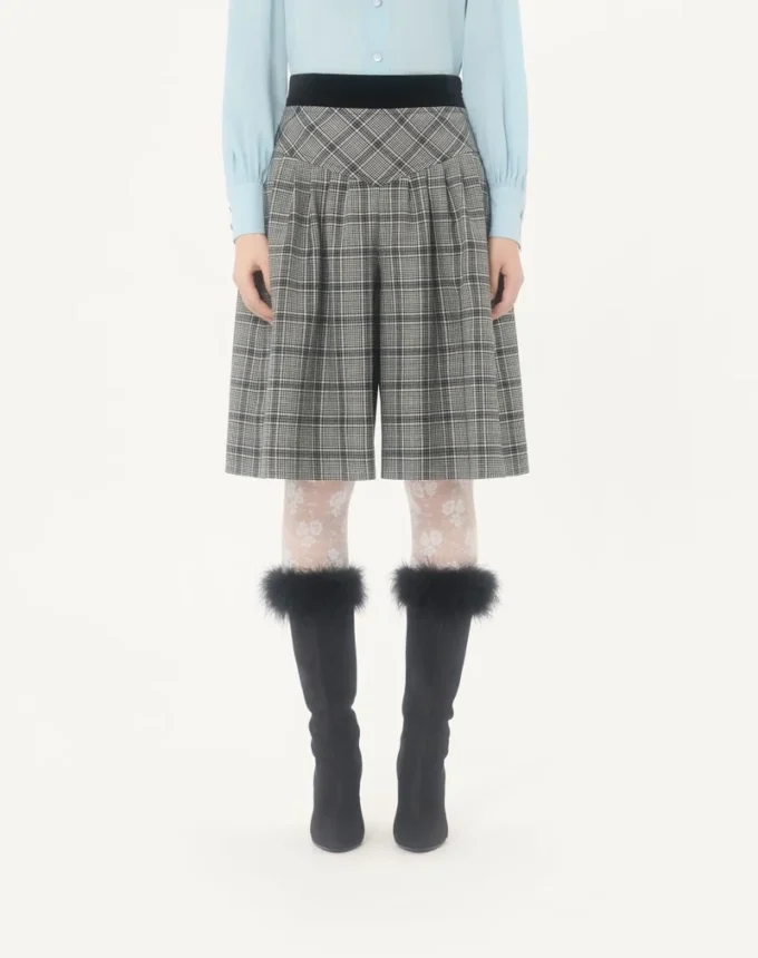 Wool Bermuda Shorts with Check Pattern Wool Bermuda Shorts with Check Pattern