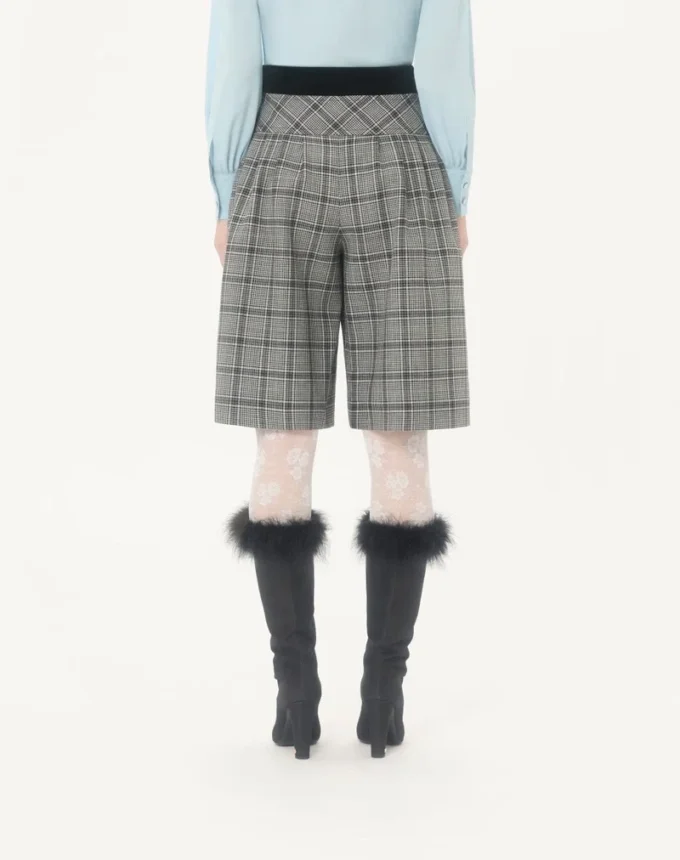 Wool Bermuda Shorts with Check Pattern Wool Bermuda Shorts with Check Pattern