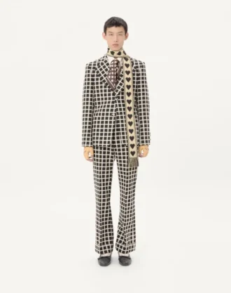 Wool Blend Pants With Check Pattern With Turn-Up