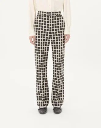 Wool Blend Pants With Check Pattern With Turn-Up