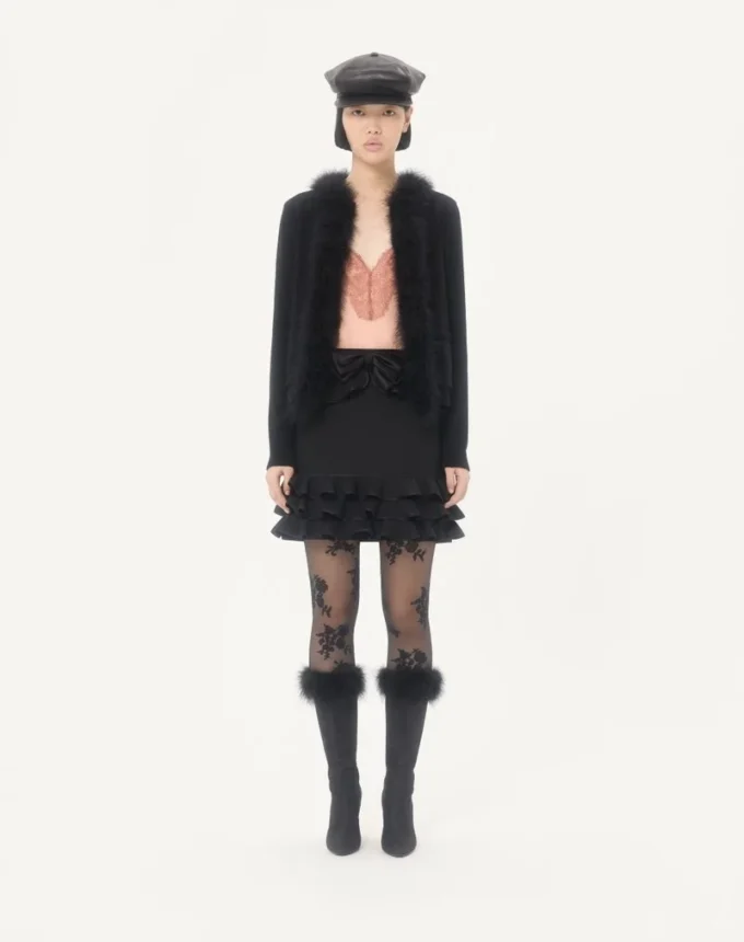 Wool Cardigan With Feathers