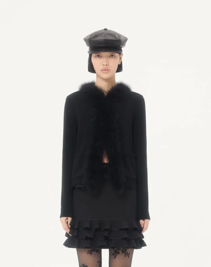 Wool Cardigan With Feathers