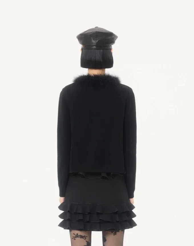 Wool Cardigan With Feathers