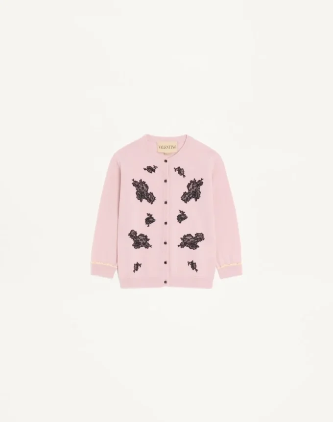 Wool Cardigan With Lace