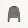 Wool Cardigan With Toute La V Jacquard Pattern Wool Cardigan With Toute La V Jacquard Pattern