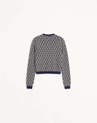 Wool Cardigan With Toute La V Jacquard Pattern