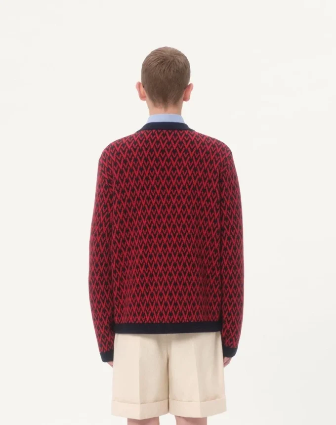 Wool Cardigan With Toute La V Pattern Wool Cardigan With Toute La V Pattern