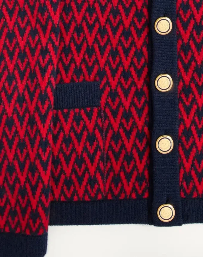 Wool Cardigan With Toute La V Pattern Wool Cardigan With Toute La V Pattern