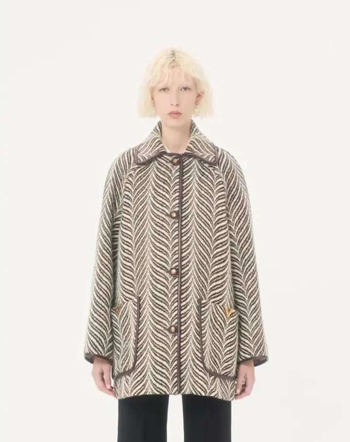 Wool Cloth Caban in Fauve Eclat Animal Print