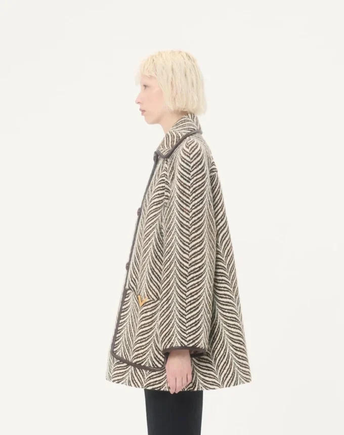 Wool Cloth Caban in Fauve Eclat Animal Print
