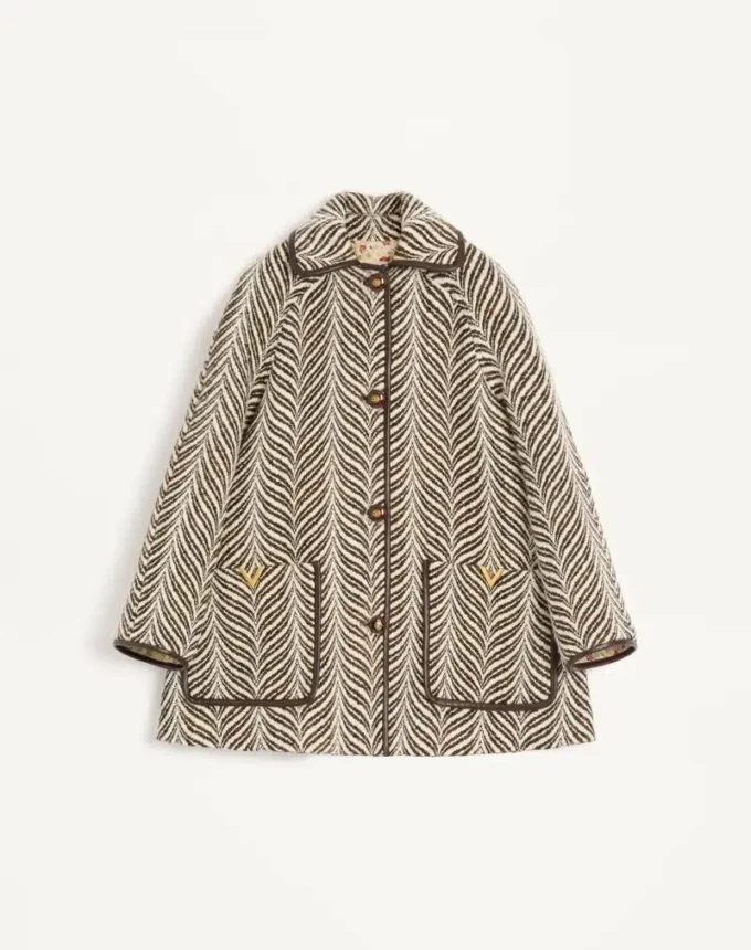 Wool Cloth Caban in Fauve Eclat Animal Print