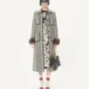 Wool cloth coat with Fauve Eclat Animal Print