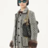 Wool cloth coat with Fauve Eclat Animal Print