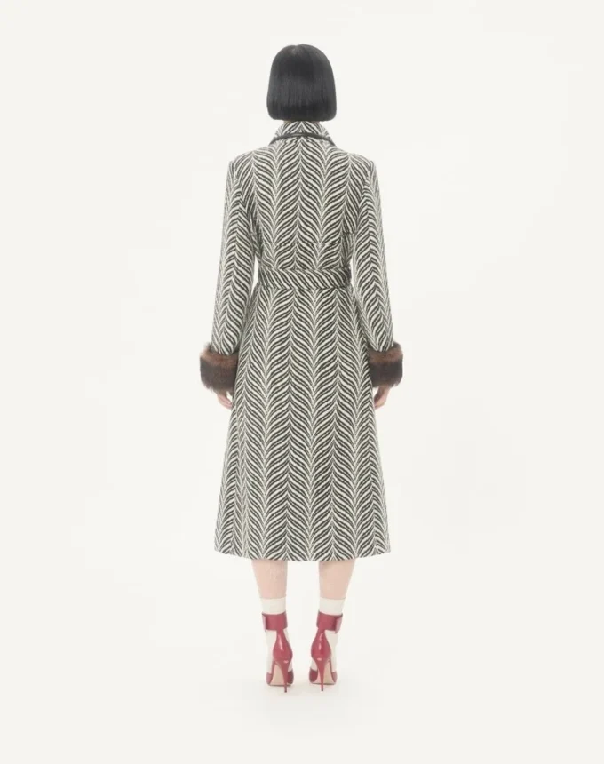 Wool cloth coat with Fauve Eclat Animal Print