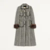 Wool cloth coat with Fauve Eclat Animal Print