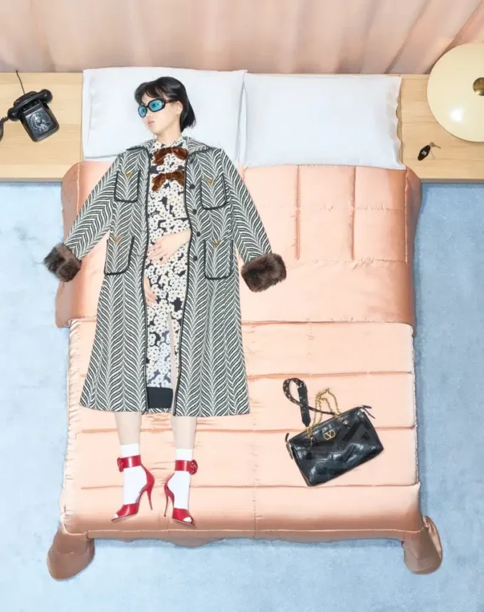 Wool cloth coat with Fauve Eclat Animal Print