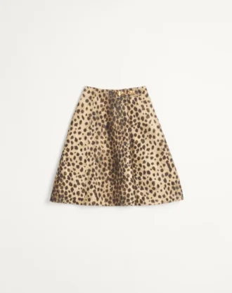 Wool Cloth Skirt In Jaguar Spots Print