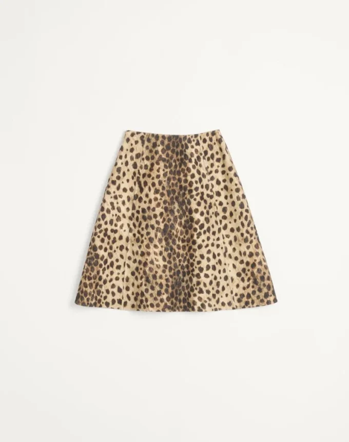Wool Cloth Skirt In Jaguar Spots Print Wool Cloth Skirt In Jaguar Spots Print