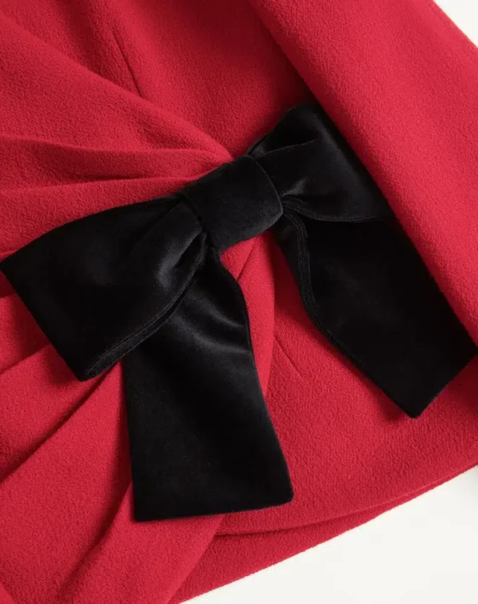 Wool Crepe Jacket With Contrasting Bow