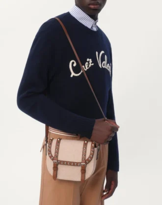 Wool Crewneck Sweater With Chez Valentino Embroidery
