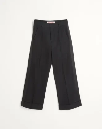Wool Cuffed Pants With Satin Side Bands