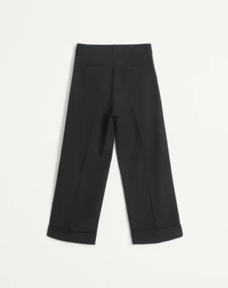 Wool Cuffed Pants With Satin Side Bands