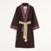 Wool Flannel Robe Coat With Jacquard Belt Wool Flannel Robe Coat With Jacquard Belt