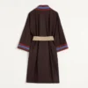 Wool Flannel Robe Coat With Jacquard Belt Wool Flannel Robe Coat With Jacquard Belt