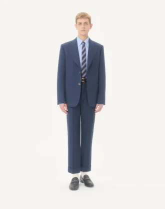 Wool Gabardine Pants With Turn-Ups