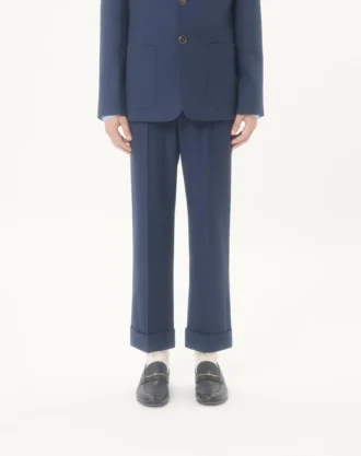 Wool Gabardine Pants With Turn-Ups