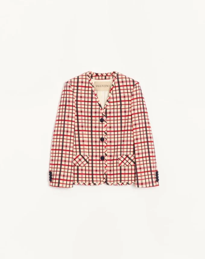 Wool Jacket with windowpane check pattern