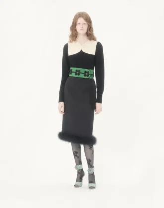 Crepe Couture Skirt with Feathers