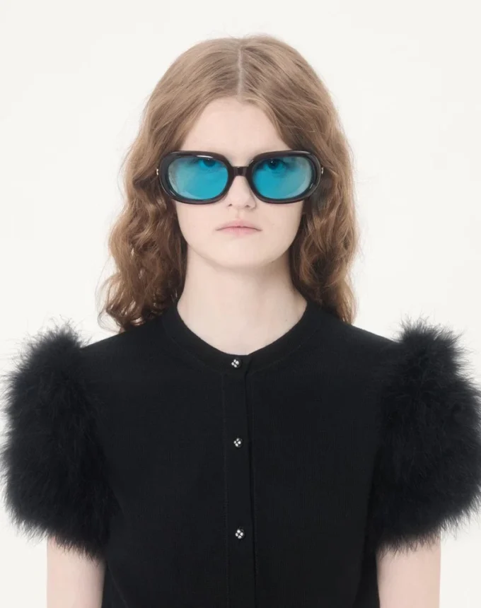 Wool Knit Cardigan With Feathers Wool Knit Cardigan With Feathers