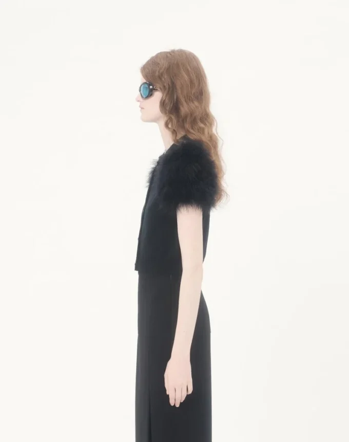 Wool Knit Cardigan With Feathers Wool Knit Cardigan With Feathers