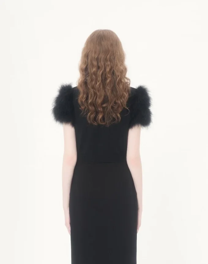 Wool Knit Cardigan With Feathers Wool Knit Cardigan With Feathers