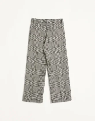 Wool Pants With Turn-Ups With Check Pattern On Houndstooth