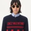 Wool Sweater With Chez Valentino Jacquard Motif