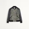 Wool Tweed Bomber Jacket With Chez Valentino Patch Wool Tweed Bomber Jacket With Chez Valentino Patch